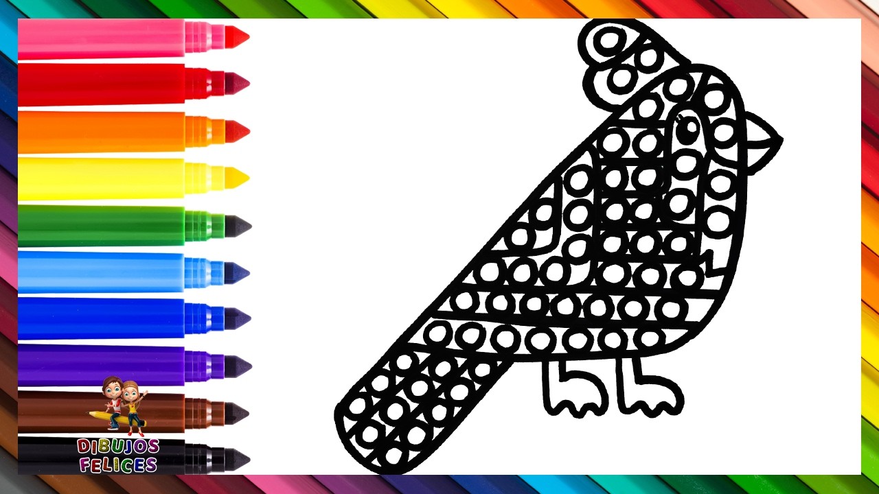 Dibuja y Colorea Un Loro POP IT 🦜🔴🟠🟡🟢🔵🟣🌈 Dibujos Para Niños