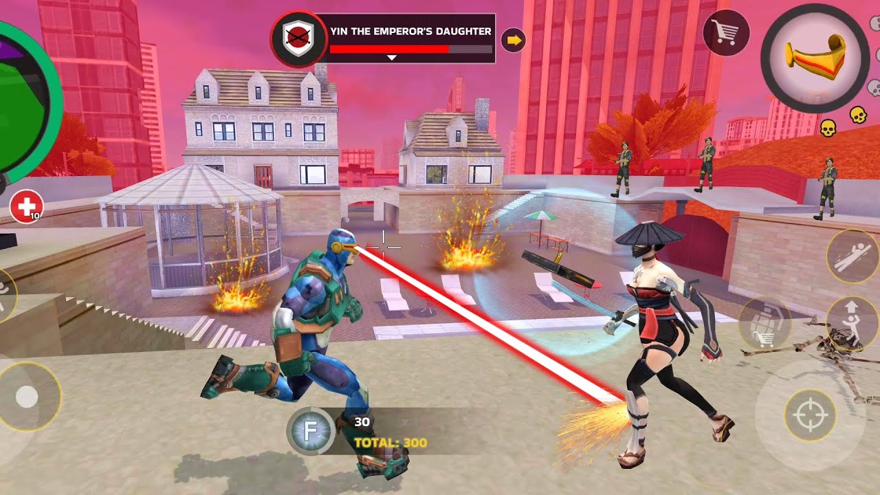 Rope Hero: Mafia City Wars - (Rope Hero with Laser Glass Fight with Yin Daughter) - Gameplay HD