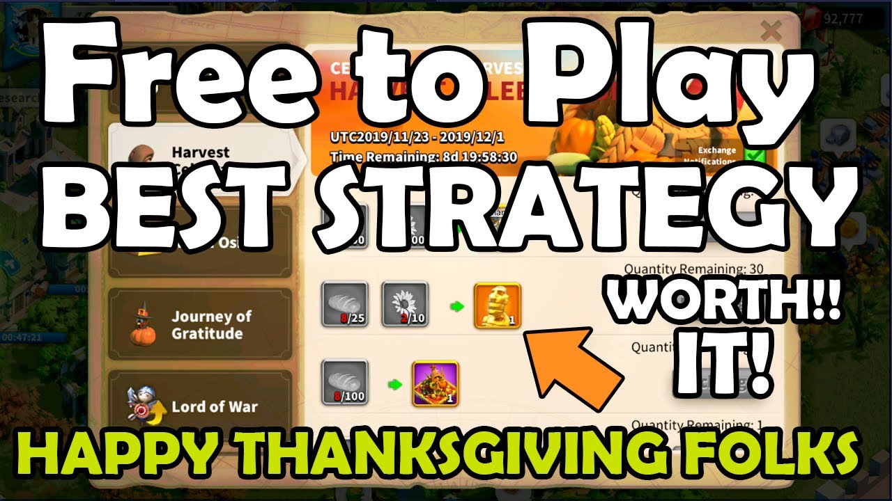 FREE TO PLAY BEST STRATEGY FOR THANKSGIVING EVENT | Rise of Kingdoms