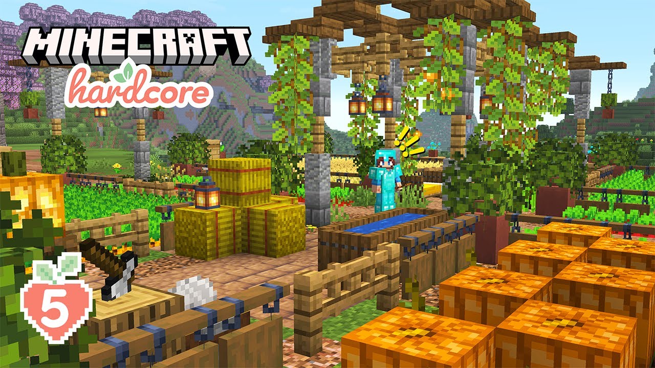 Building a Cozy Crop Farm and Farmer Trading Hall in Hardcore Minecraft #5