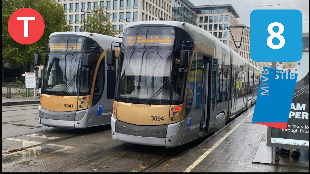 Stib : trajet de la ligne 8 dans un T3000 entre Polaert et Buyl (3094)