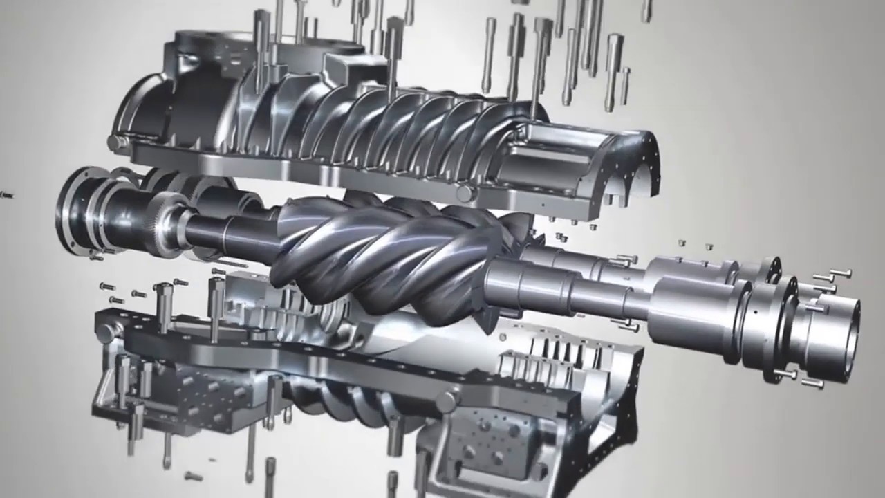 Vidalı Kompresör Animasyon ile Tam Açıklamalı Çalışması