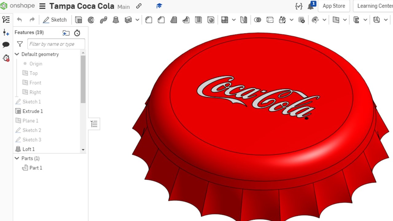 Modelagem 3D no Onshape - Tampa Coca Cola