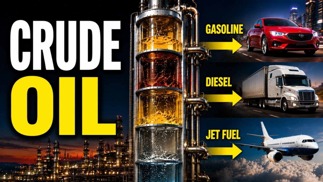 How Crude Oil Becomes Gasoline, Diesel, and Jet Fuel