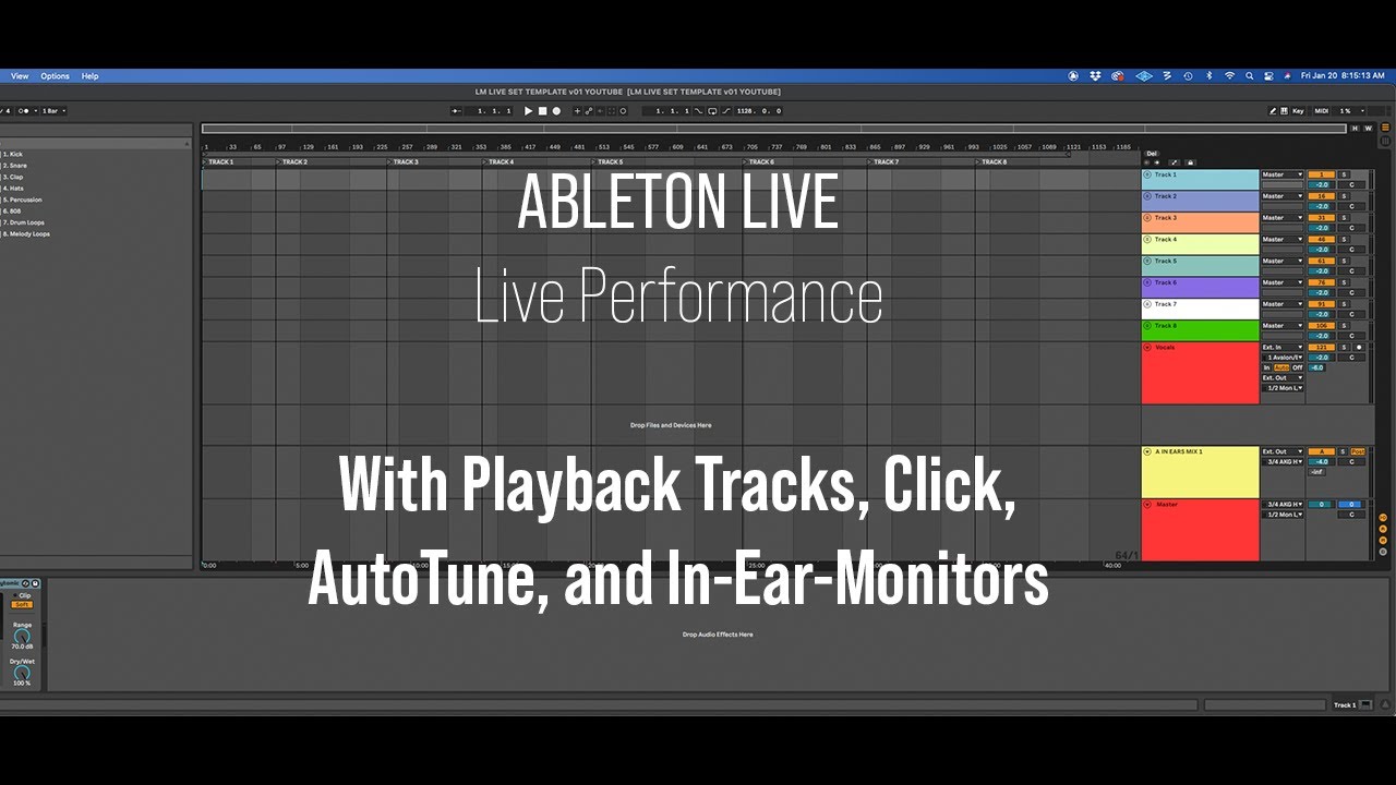 How to Set Up Ableton Live to Perform Live with AutoTune, Click, In-Ear-Monitors, & Playback Tracks