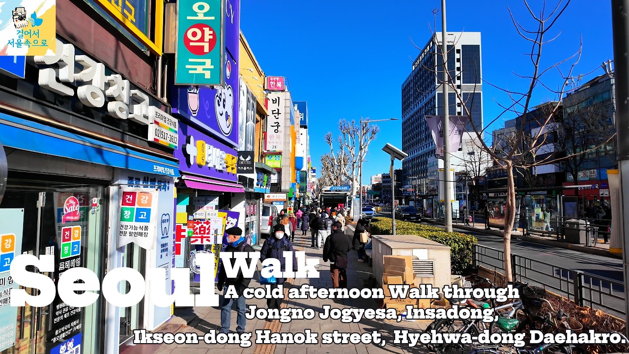 Seoul Walking Tour l 한파 속 종로 조계사~인사동~익선동 한옥마을~혜화동 대학로 산책 l 서울 종로구~혜화동
