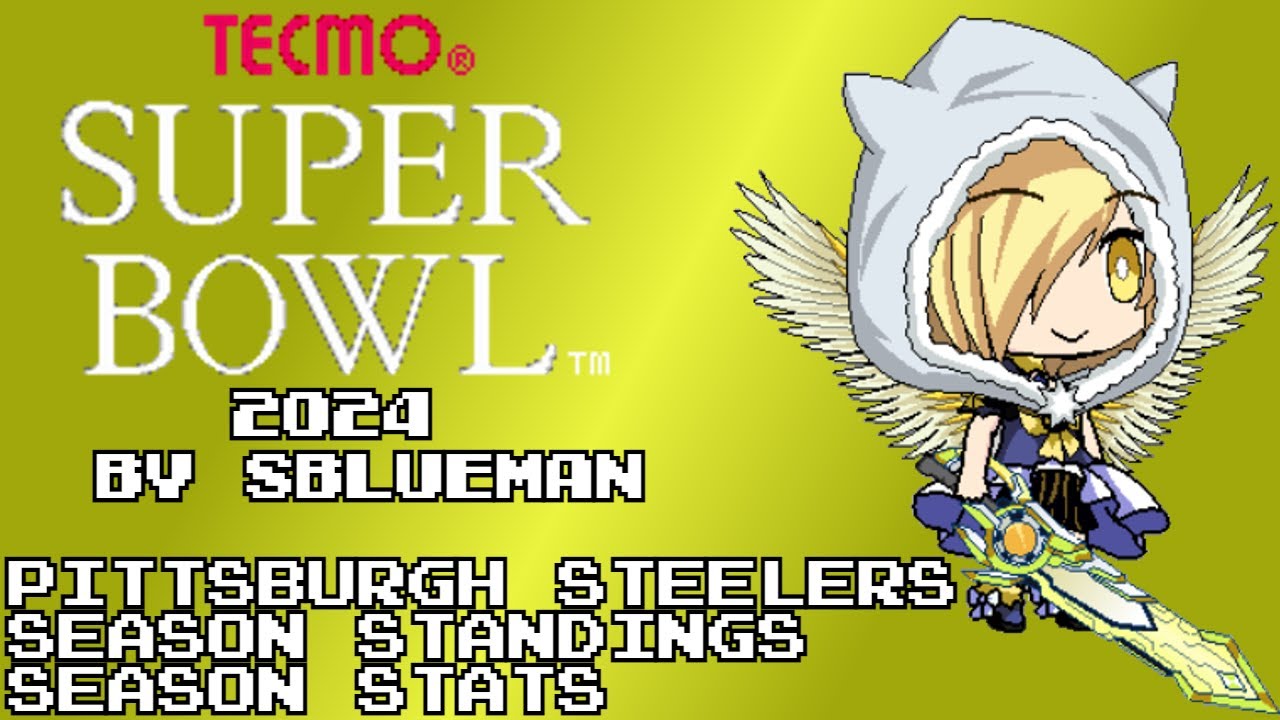 Tecmo Super Bowl 2024 (NES)(SBlueman) - Pittsburgh Steelers - Season Standngs and Stats
