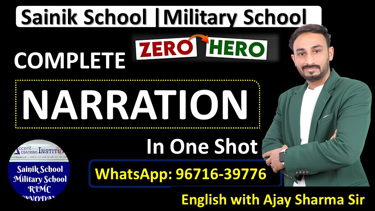 Narration for Sainik School | Class 6 & 9 | Direct and Indirect Speech | Narration for AISSEE