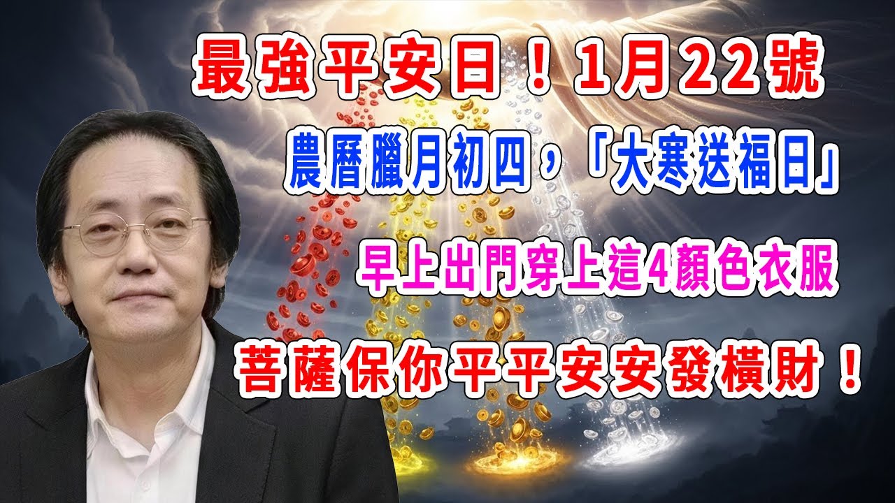 最強平安日！1月22號，農曆臘月初四，「大寒送福日」，早上出門穿上這4顏色衣服，菩薩保你平平安安發橫財！
