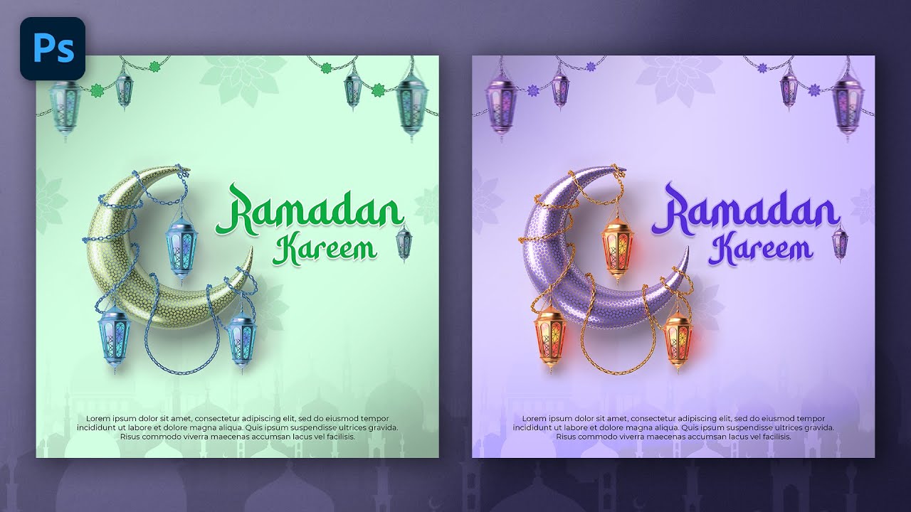 Ramadan Kareem Social Media Post Design in Photoshop Tutorial | Instagram Post Design Tutorial