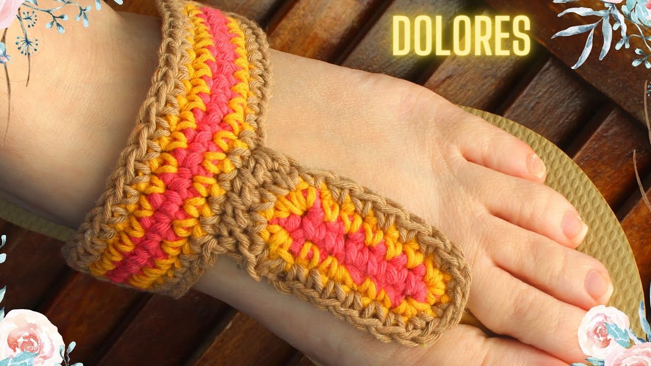 Chinelo decorado: Havaiana com crochet para iniciantes. Aula de crochê.