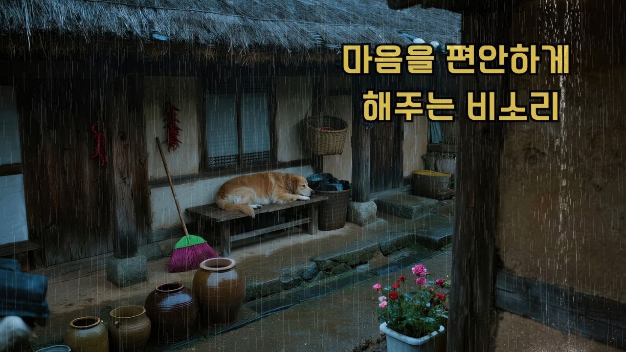 🌈빗소리가 전하는 한옥의 잠, 처마 아래 편안히 잠든 강아지와 함께하는 숙면 ASMR