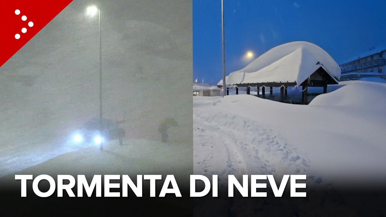 Bufera di neve nella notte tra Piemonte e Liguria: Prato Nevoso (Cuneo) nella tormenta