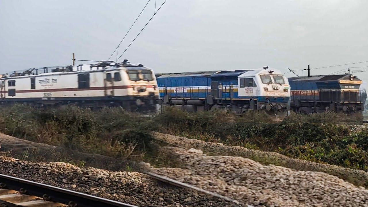 Diesel And Electric 🔥Train CROSSING | High speed trains | Indian railways 