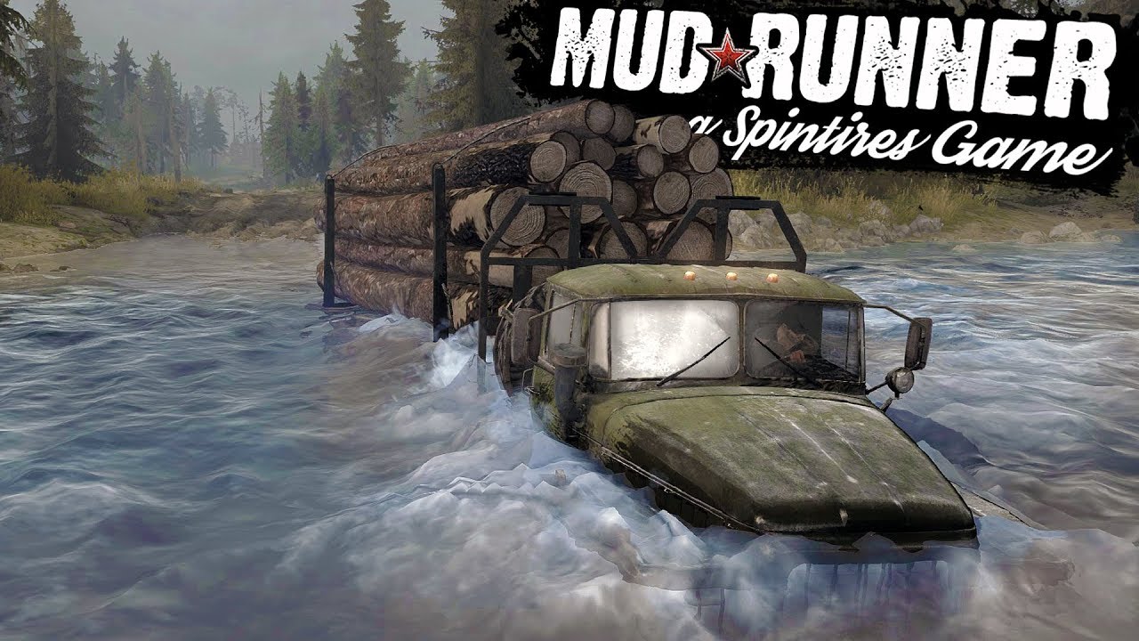 Spintires Mudrunner - Crossing A Huge River - The Bog Completed! - Spintires Mudrunner Gameplay