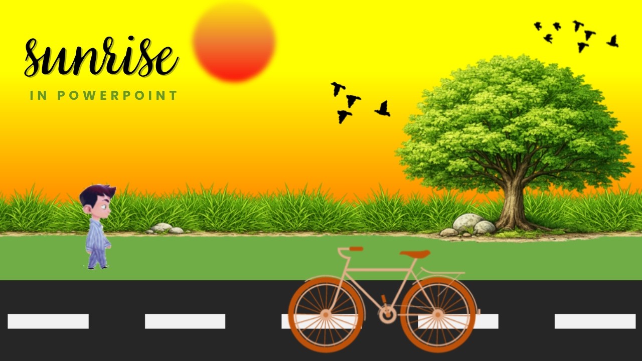 PowerPoint Animation Tutorial - Sunrise Scene with Moving Elements | Step by Step