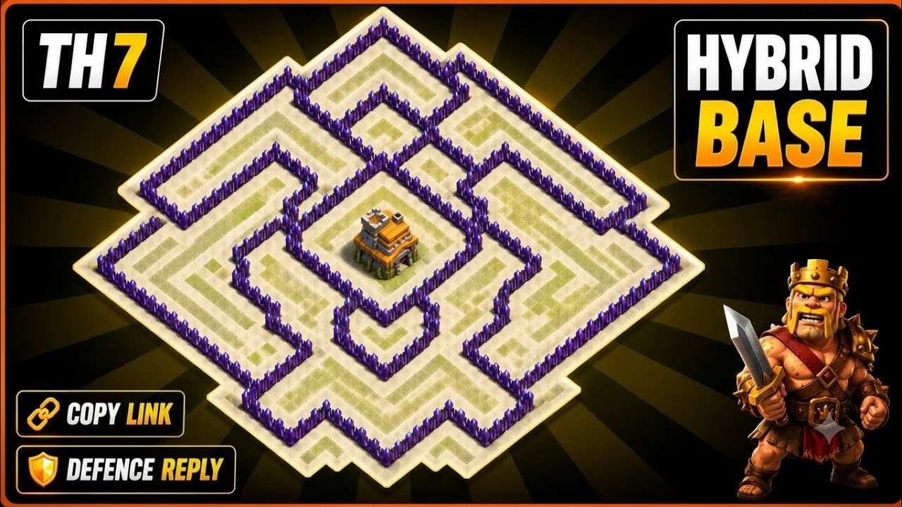 Best TH7 Hybrid Base | 🔥Trophy + Farming base | 2026 | Clash Of Clans |