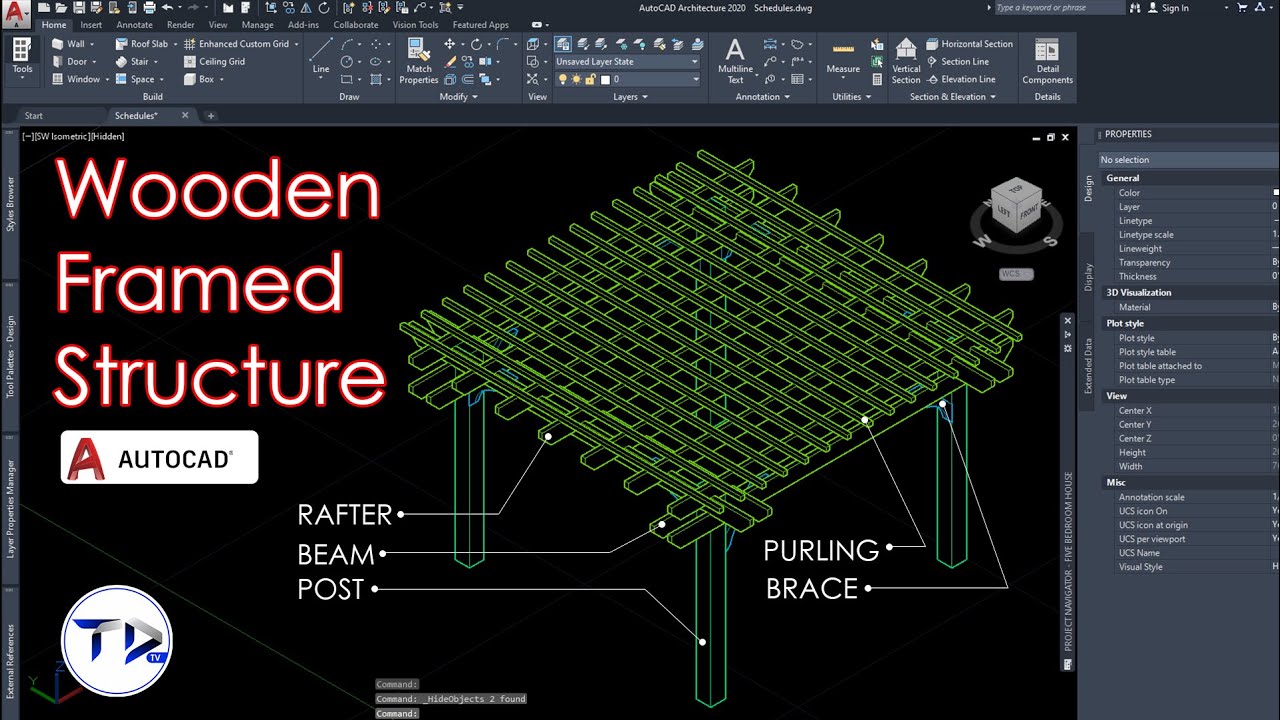 КОНСТРУКЦИЯ ДЕРЕВЯННОГО КАРКАСА (ПЕРГОЛА) в AutoCAD Architecture