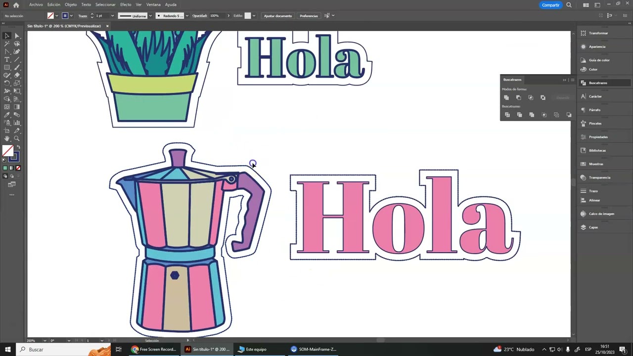 Sticker con líneas de corte en Illustrator