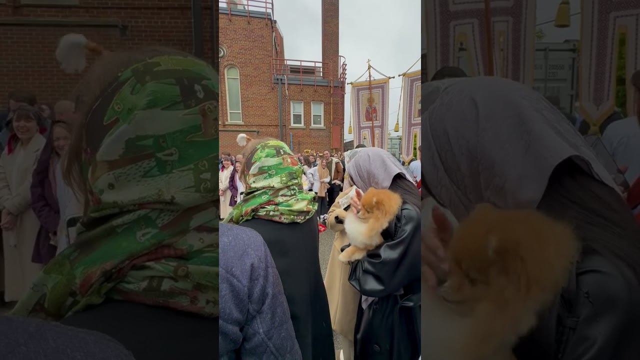 Dog Barks at Priest with Holy Water During Orthodox Easter Service