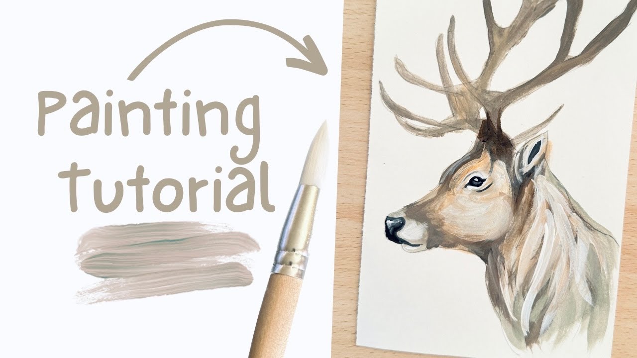 How to Paint a Reindeer with Acrylic Paints step-by-step tutorial