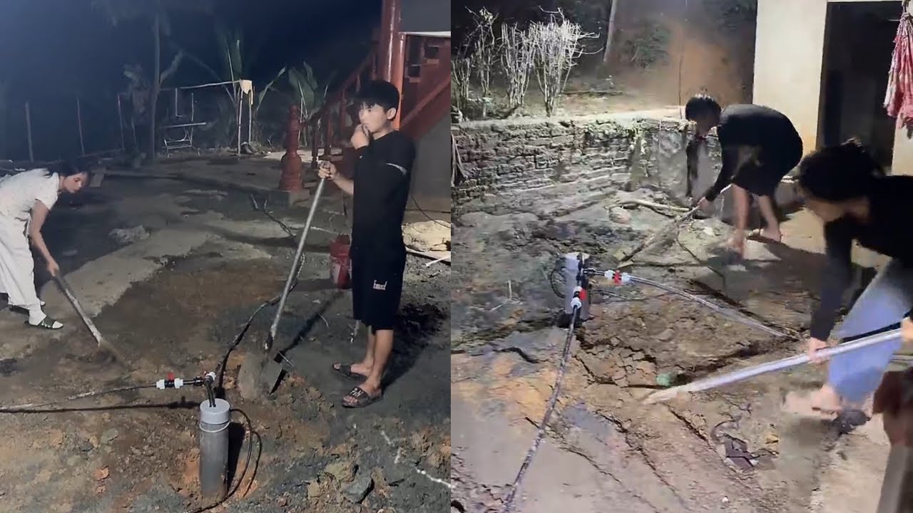 🔴 越南媳妇小秋 🔴 小潘在越南小秋家的农村生活: 小潘全家出動鏟積土為水井砌磚做準備！水井放水一天水質基本可以使用！  2026-02-07 20:44:21