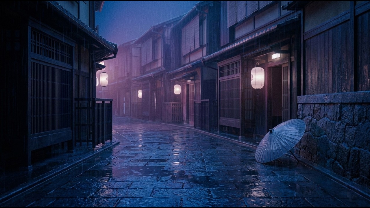 Midnight in Kyoto 🏮 1 hour relaxing rain sounds & chill beats
