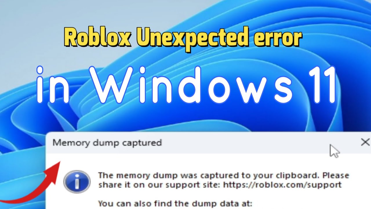 How to fix Roblox Unexpected error The memory dump was captured to your clipboard in Windows 11
