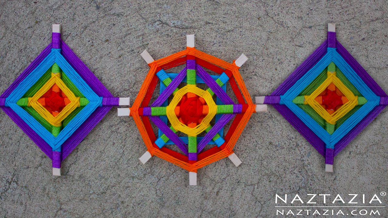HOW to MAKE an OJO DE DIOS - DIY Tutorial for God's Eye Yarn Decoration by Naztazia
