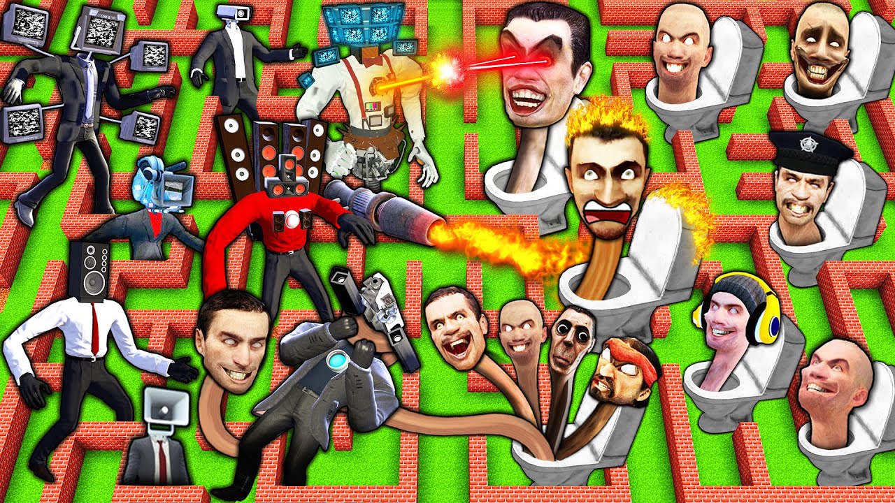 SURVIVAL MAZE of SKIBIDI TOILET vs TV & CAMERA MAN TITAN BOSSES in MINECRAFT animation gameplay