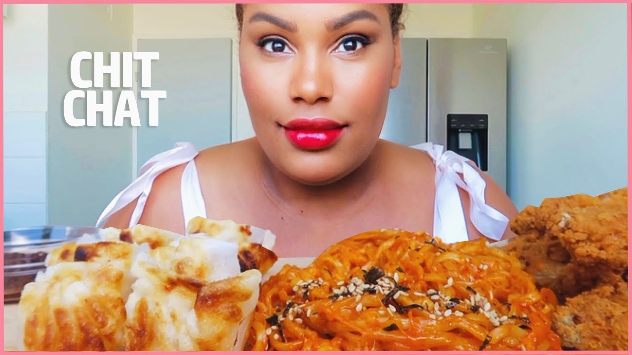 NUCLEAR FIRE NOODLES, FRIED DUMPLINGS, CHICKEN WINGS MUKBANG┃chitchat