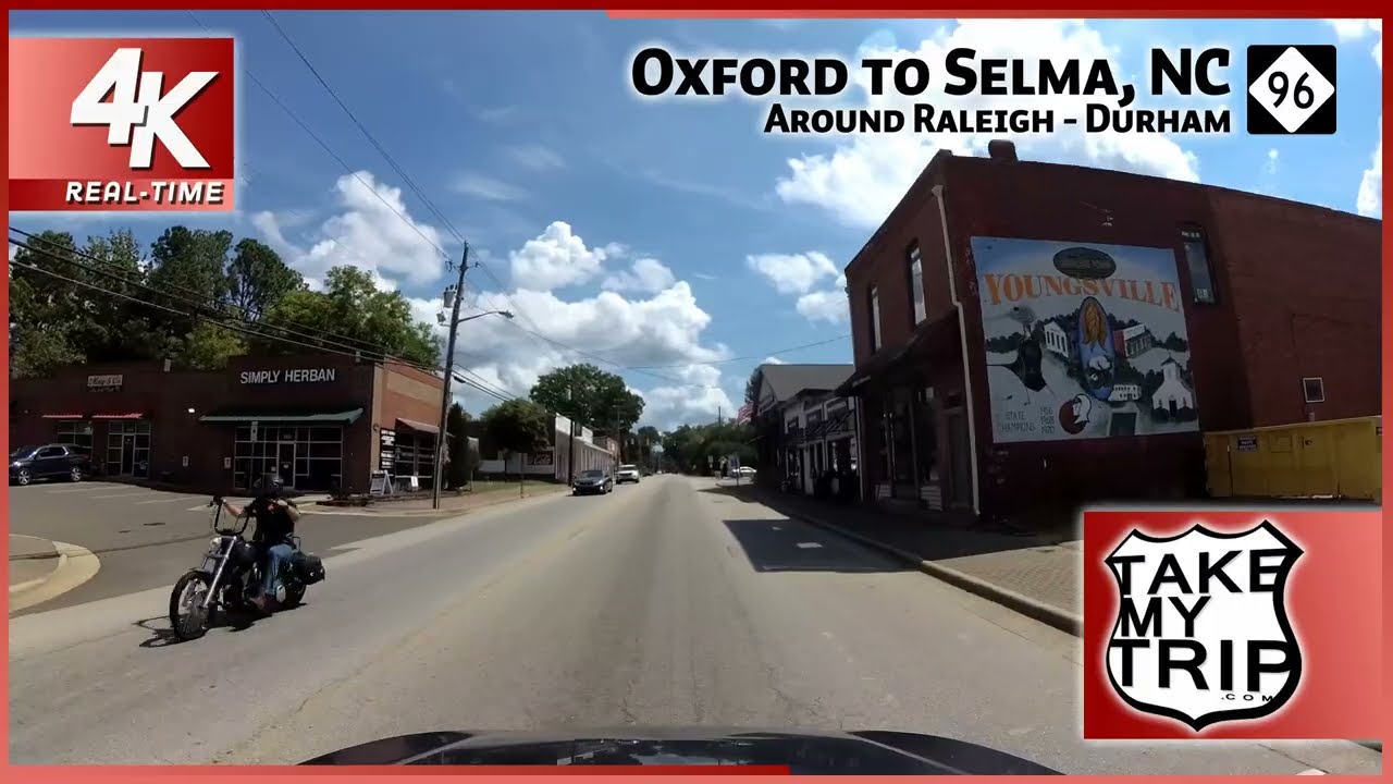 Driving the North Carolina Countryside: Oxford, Youngsville, Zebulon, Selma on NC Route 96 in 4K