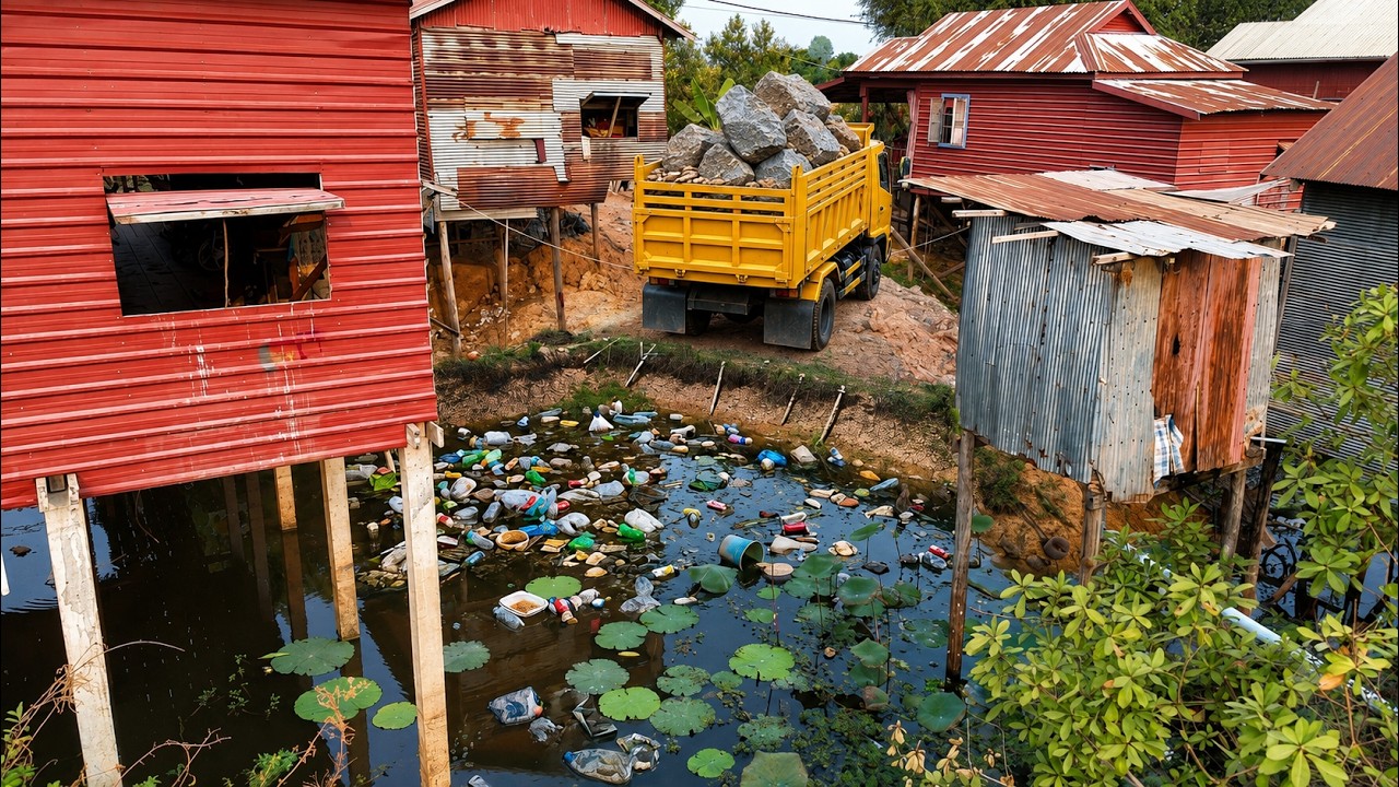 PERFECT Starting New PROJECT!! Clear Water On The Flooded Village by Bulldozer D20P & Dump Truck Unl