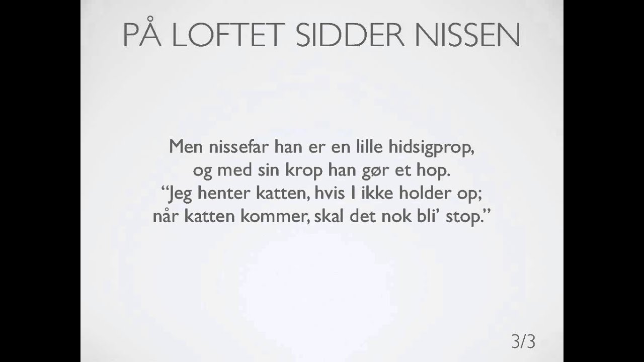På loftet sidder nissen - tekst
