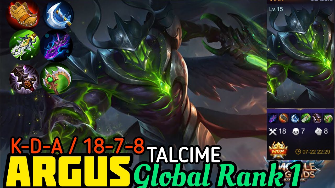 18 kills Argus gameplay / Global Rank 1 Argus by TALCIME / Mobile Legends Bang Bang
