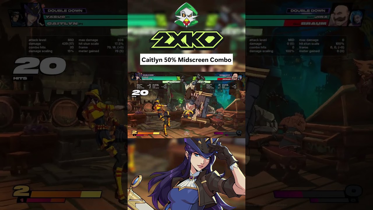 Caitlyn 50% Midscreen Combo | 2XKO Gameplay 