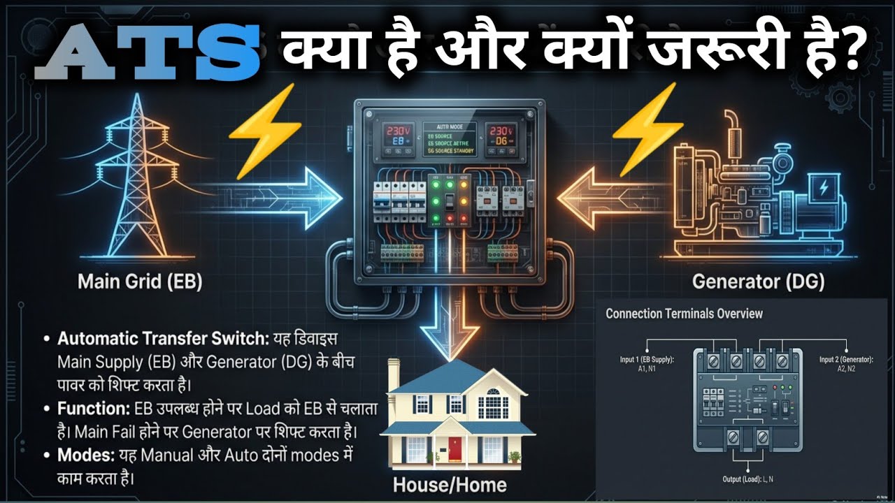 ATS Full Wiring Explained 🔥 | Auto Changeover Kaise Kare? Complete Hindi Guide