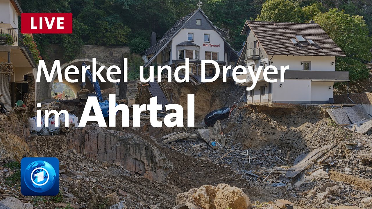 Merkel und Dreyer besuchen flutgeschädigtes Ahrtal
