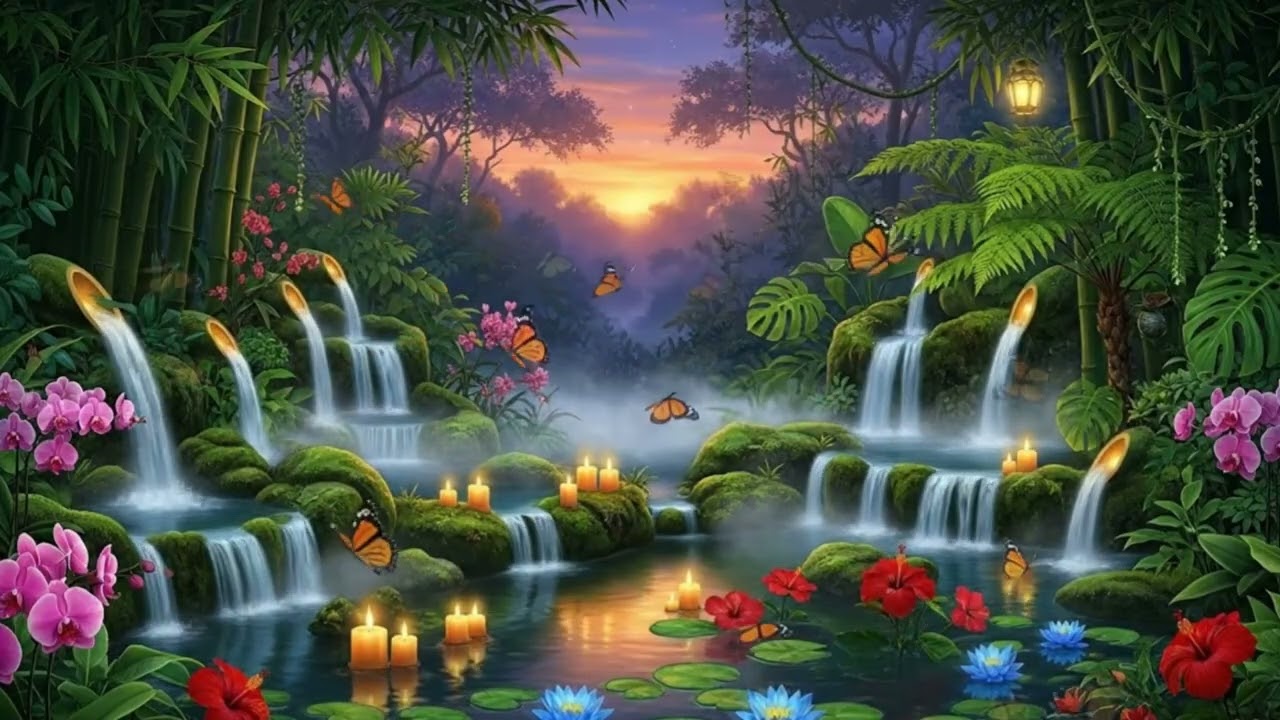 Relaxing 🌺Music for Healing 🍀Paino Sounds, Water Sounds, Relieves Stress, Anxiety#004