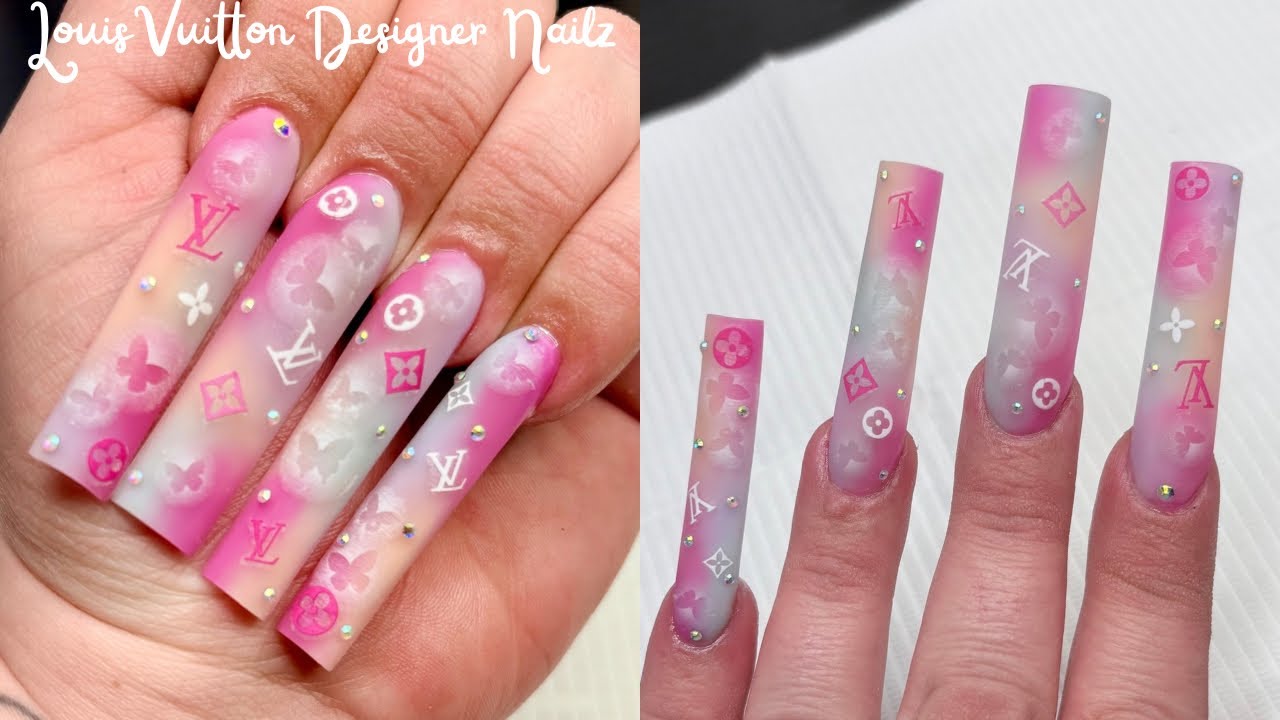 Spring Pastel Designer LV Nails | Beginner Acrylic Application & Nail Art Design!
