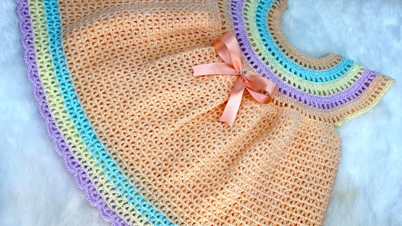 VESTIDO  SUAVE PRIMAVERA A CROCHET 🌷 [paso a paso] 12 meses [crochet para principiantes] 🌸
