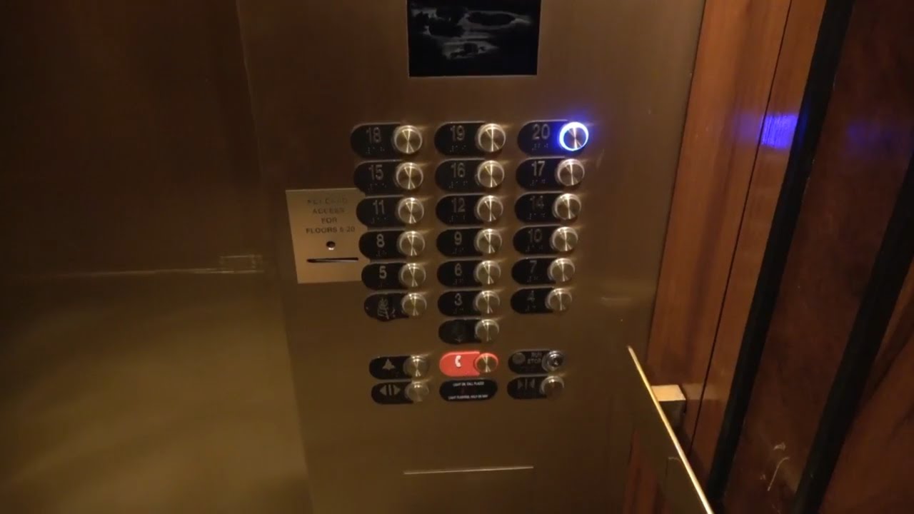 Otis Elevonic 411M High-Speed Elevators at Four Seasons Hotel in Downtown Houston, TX.