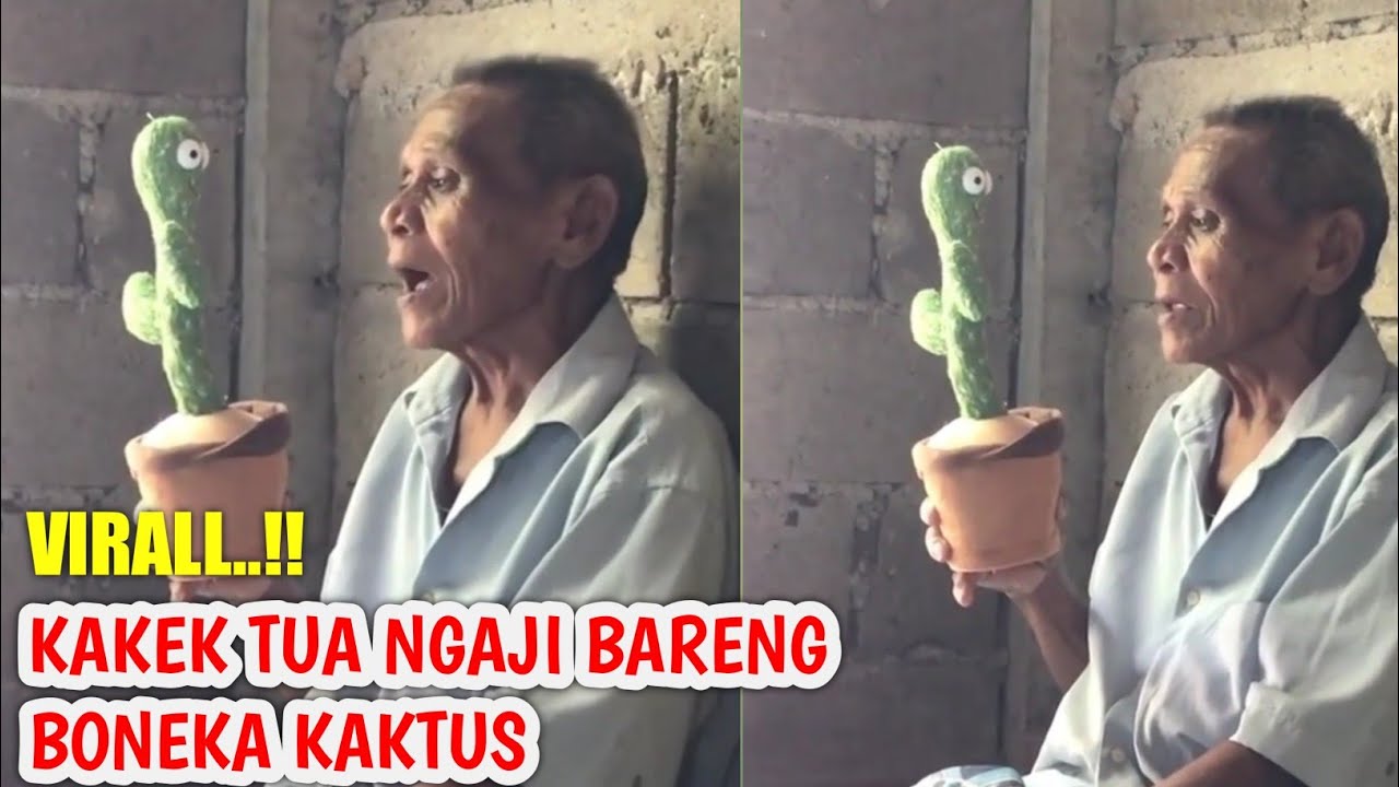 Virall..!! Kakek Tua Ngaji bareng dengan Boneka Kaktus