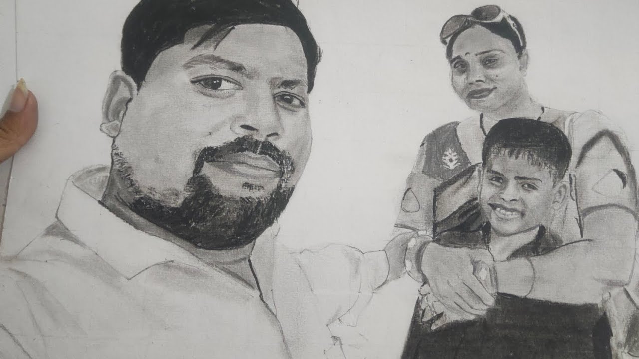 Pencil Sketch of a Family Portrait | Realistic Drawing Tutorial