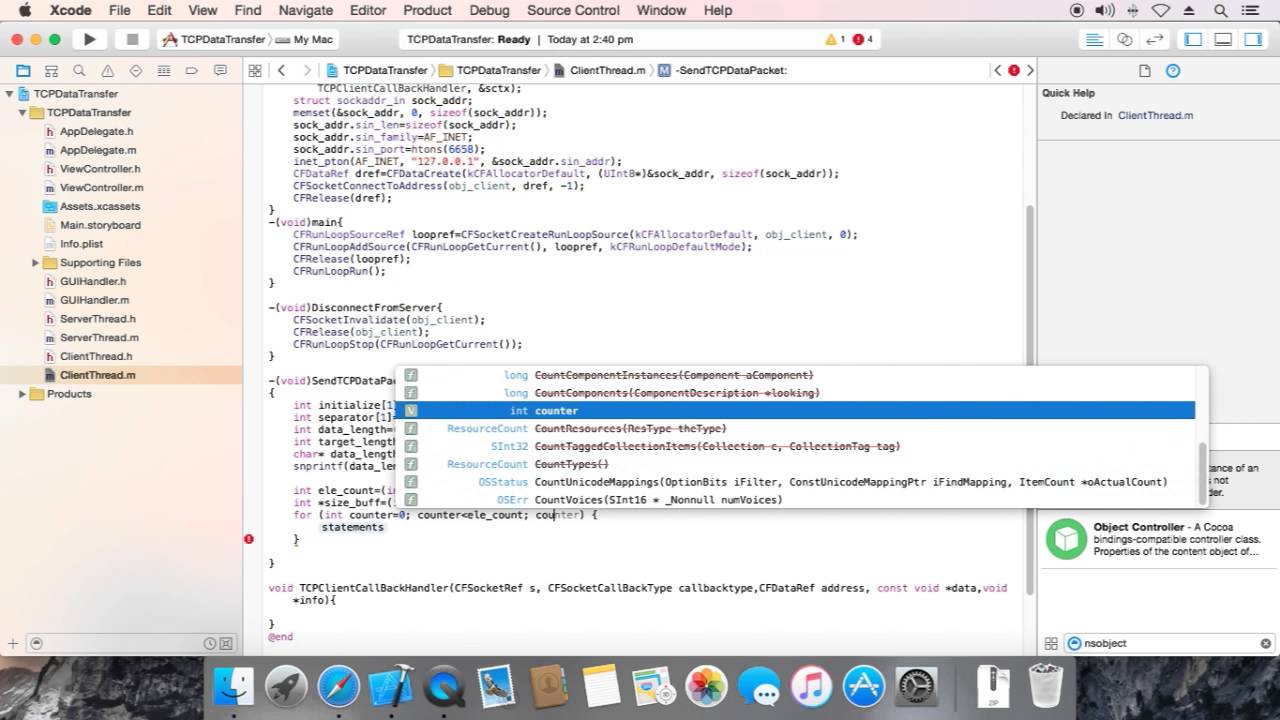 Objective-C TCP Socket: Step 6 : Create TCP Data Packet