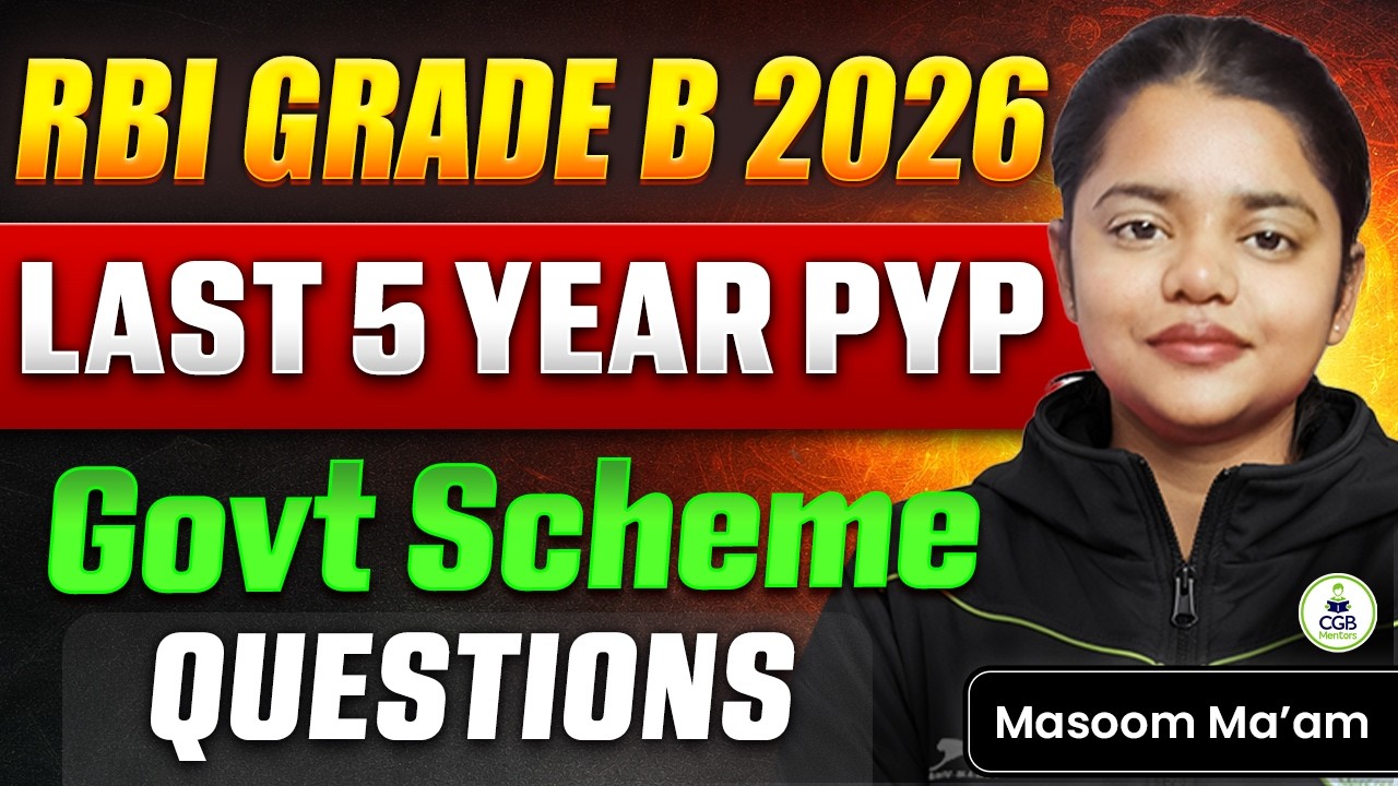 RBI Grade B 2026 | RBI Last 5 Year PYQs | Government Schemes Questions asked in RBI Grade B Phase 2