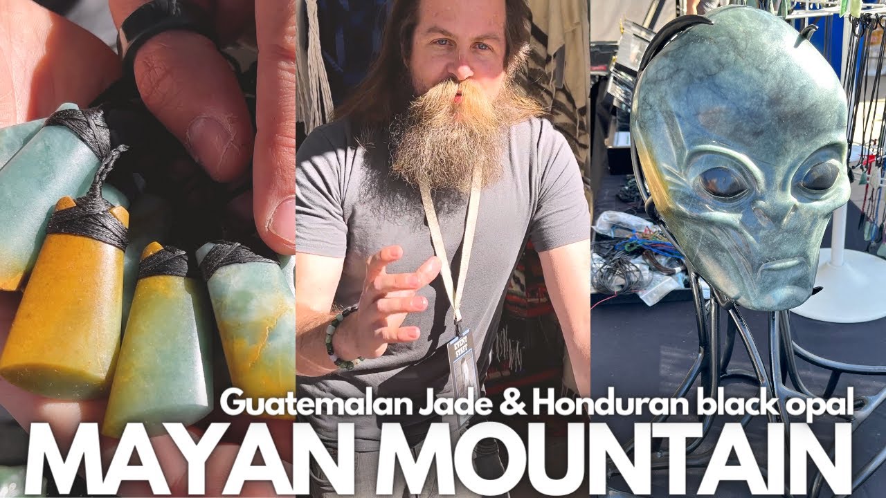 MAYAN MOUNTAIN GUATEMALAN JADE & HONDURAN BLACK OPAL ON MATRIX | RED LION INN TUCSON GEM SHOW!