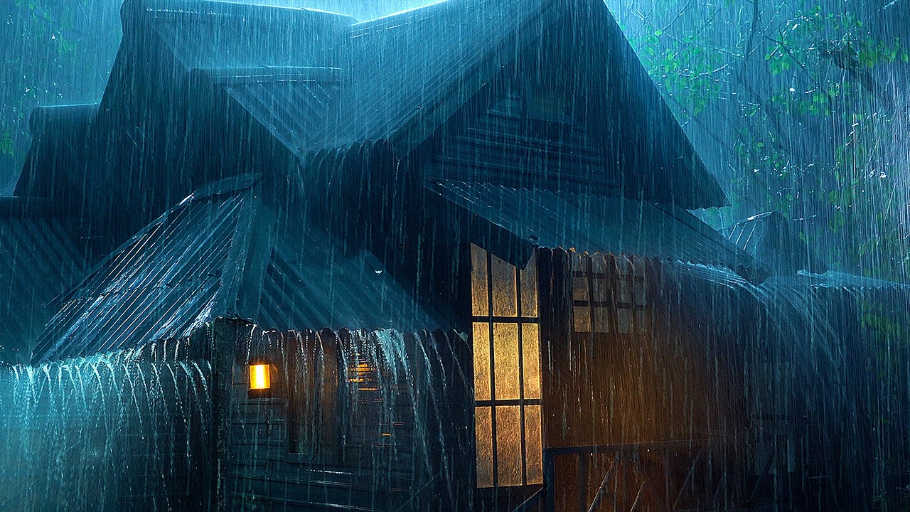 Stop Thinking & Fall Asleep with Heavy Rain and Thunderstorm Sounds - Night Rain Sounds for Sleeping