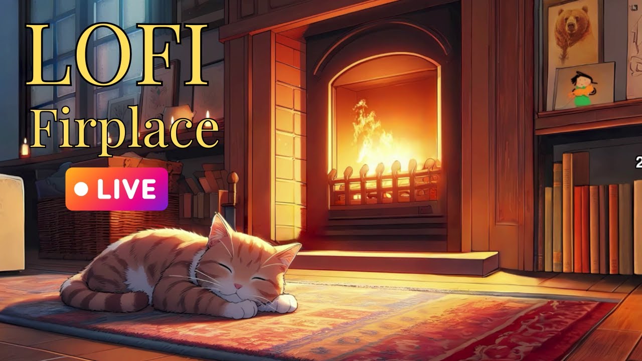 Bedtime Lofi by the Fireplace 🔥 Chill Beats for Sleep, Relaxation & Cozy Night Vibes | Live