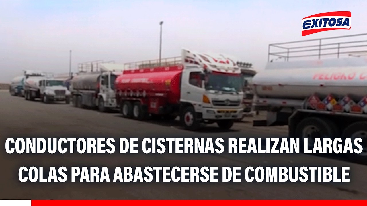 🔴🔵 Conductores de cisternas realizan colas interminables para abastecerse de combustible